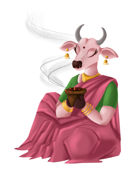 Kriti seated with a smoking dhoop bowl